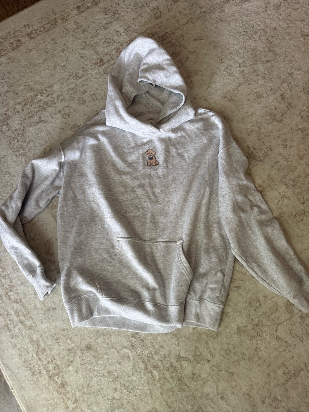 Hollister Light Gray Hoodie with Embroidered dog